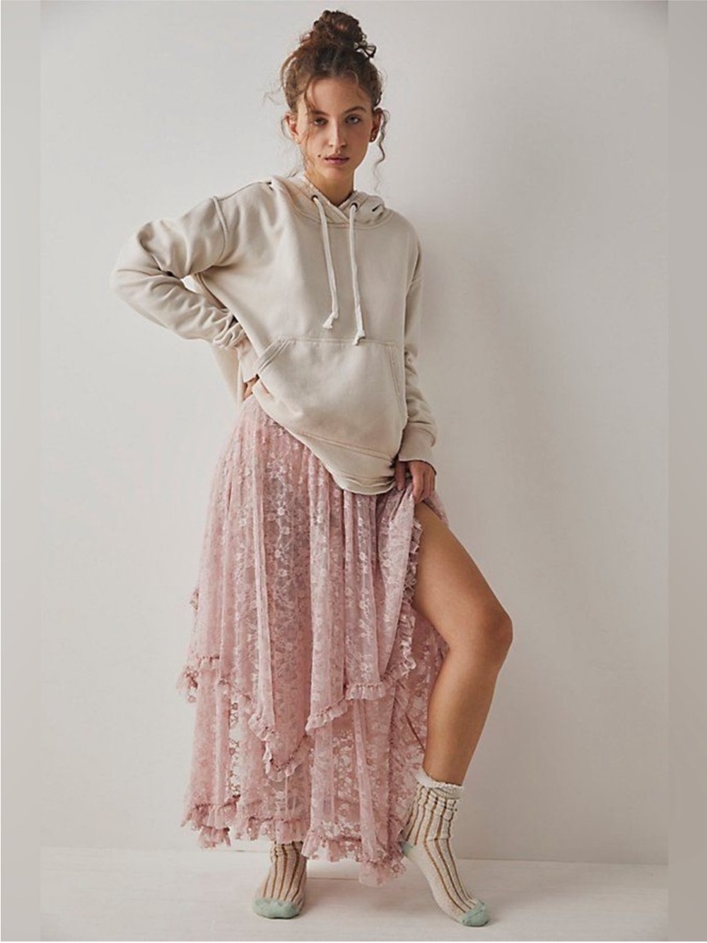 Free People | French Courtship Half Slip Lace Overskirt Pink Blush Size XS Soft